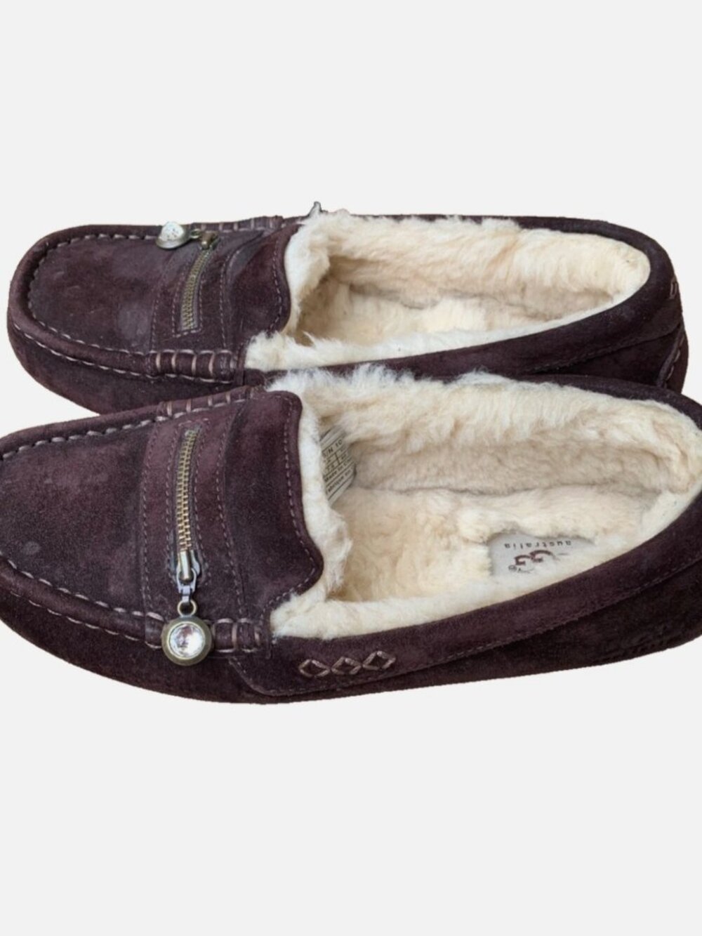 UGG Australia Ansley Charm Java Brown Moccasins Slippers Shoes Size 9 - Picture 3 of 6